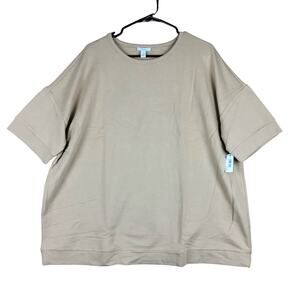 Daily Ritual Womens Sweater Brown Crew Neck Short Sleeve Modal Blend Stretch XXL